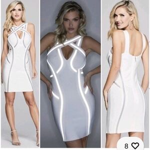GUESS by MARCIANO White Let it Glow Bandage Mini Body Con Dress Size S